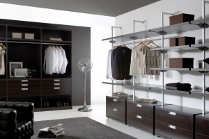 Dark Modern Walk In Wardrobe